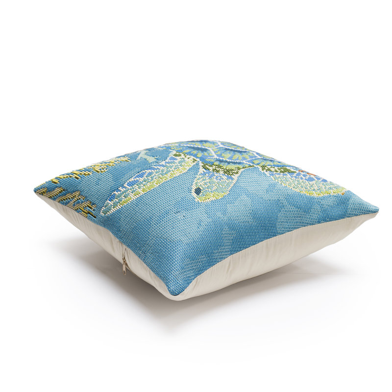 Marina Seaturtle Garden Indoor/Outdoor Blue Square Throw Cushion Cover