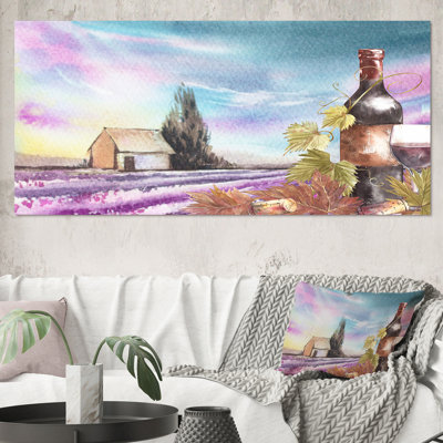 «Morning Sun Over The Purple Lavender Field II - Country», reproduction d'art sur toile