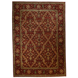 Oriental Hand-Knotted Wool Area Rug in Red/Brown/Gray