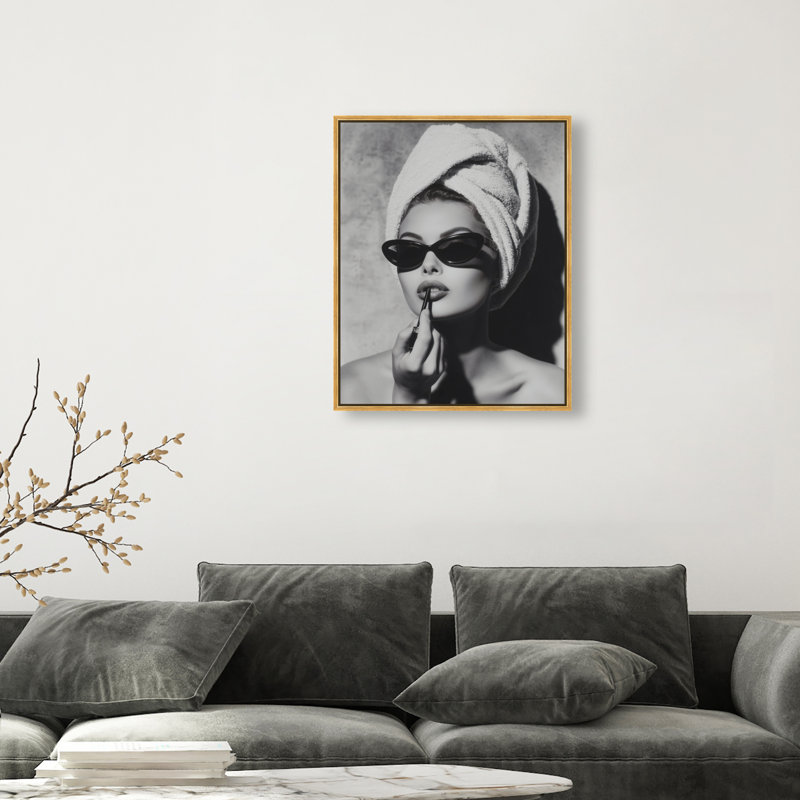 Retro Vanity Vibe Print by Oliver Gal, 25"H x 31"W, Gold Floater Frame