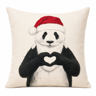 Panda Sending Love Print Pillow