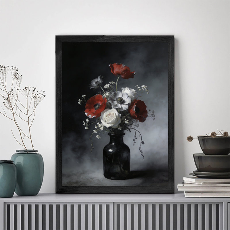 Art mural rétro noir avec bouteille de verre artistique, H 11 po x l 9 po