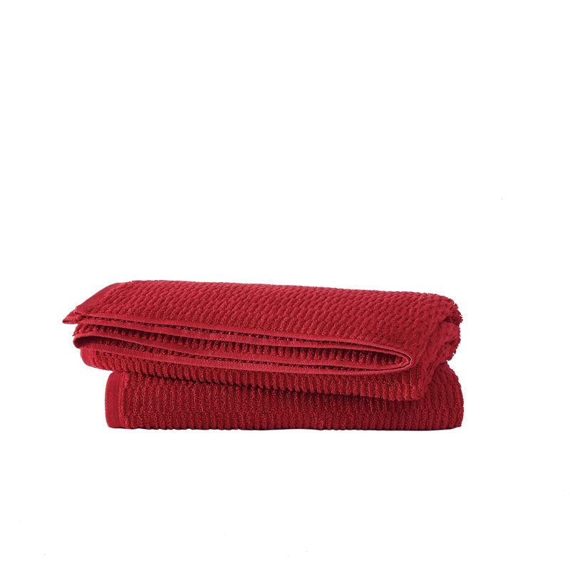  Textured Quick Dry Bath Towel Set, Red