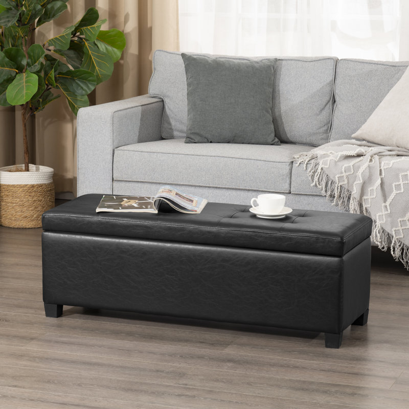 Banc de rangement avec repose-pieds 42 po, Noir