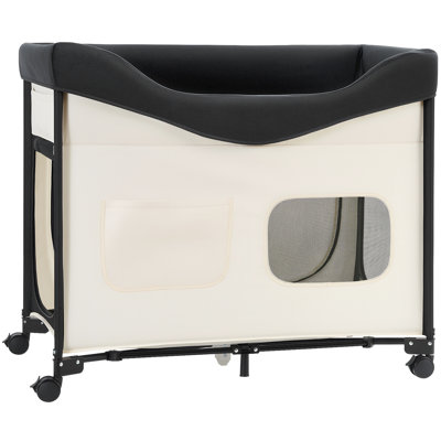 Xl Beige Foldable Bunk Dog Bed Elevated Lounge Pet With 600D Cloth And Dutch Velvet Portable Raised Cot Wheels Side Storage Bags Carry Bag For Cats & Dogs Dual-Level Companion Mesh Vents Zipper Doors