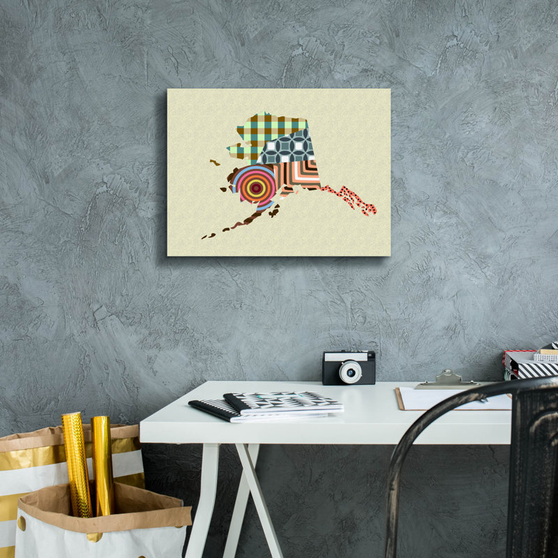 «Alaska State Map» par Lanre Adefioyue, H 12 po x l 16 po x P 0,75 po