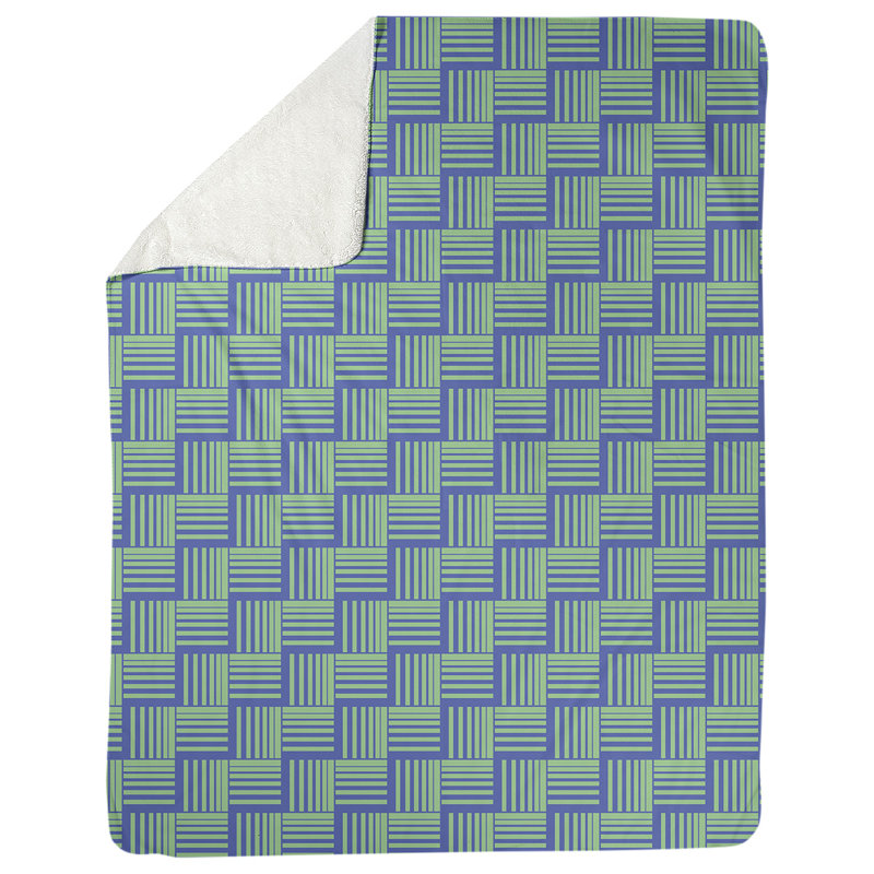 Couverture polaire à rayures classic basketweave, l 30 po x L 40 po, Bleu / vert