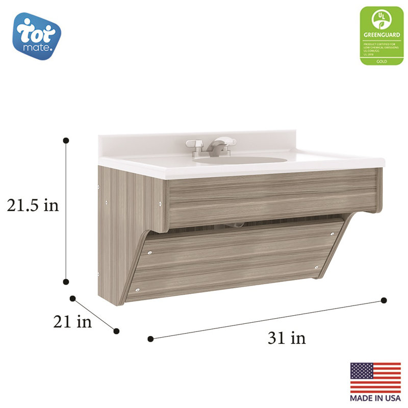Tot Mate 31" Wall-Mounted Single Bathroom Vanity Set, Yes, Shadow Elm Gray