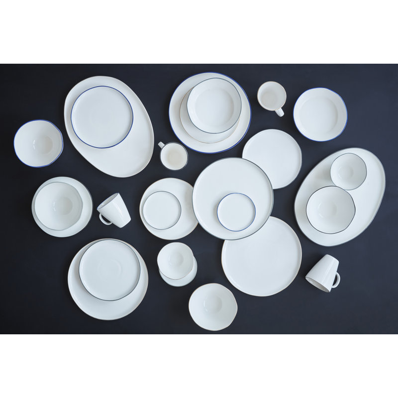 Canvas Home Abbesses Colored Rim Porcelain Appetizer Plate, Blue