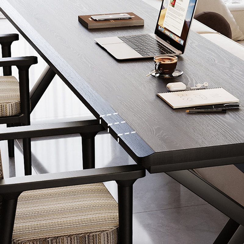Bureau rectangulaire en bois massif noir, H 29,53 po x l 86,61 po x P 23,62 po