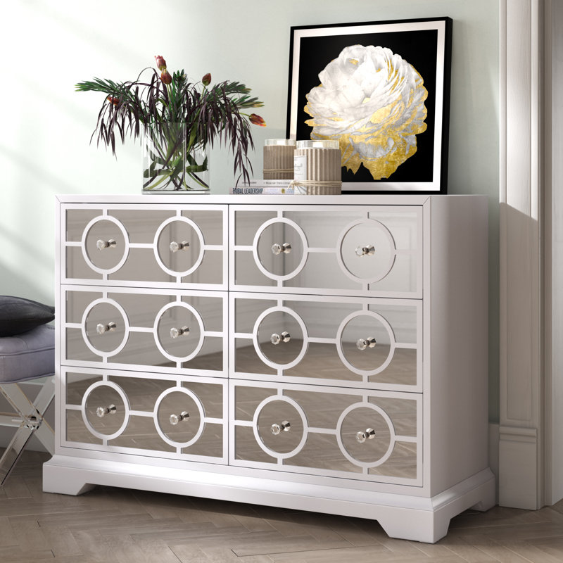 Commode double l 6 tiroirs Marksbury, Blanc