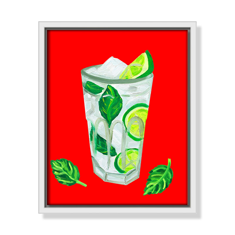 Mojito Extra Mint Print by Straker, White Floater, 11.5" H x 9.5" W