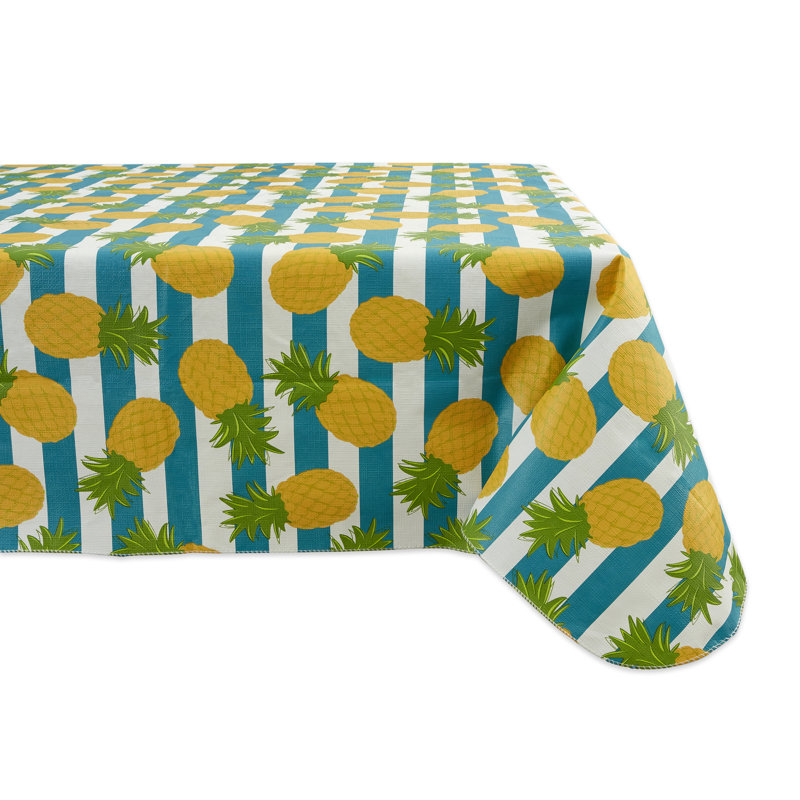Jodi Striped Plastic/Vinyl Tablecloth, 102" L x 60" W