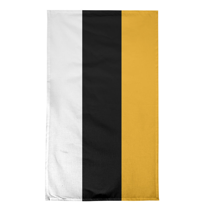 Stripe Tea Towel Kitchen Towel, Cotton Twill, White/Black/Gold Baseball