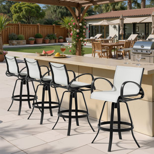Aluminum Swivel Outdoor Bar Stool With Sunbrella Backrest