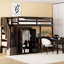 Lit mezzanine simple avec escalier, bibliothèque, tiroirs, bureau et garde-robe. Construit pour et les adolescents. Penderie encastrée Pas de sommier tapissier. Solution-1114666114-1114666141