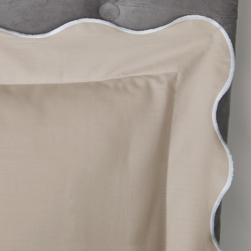 Scallop Edge Cotton No Pattern Duvet Cover Set with Pillowcases Included, King Duvet Cover Set + 2 Pillowcases