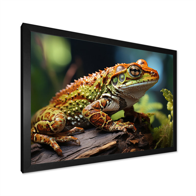 Portrait de grenouille II - impression, H 24 po x l 32 po x P 1 po, Cadre simple noir