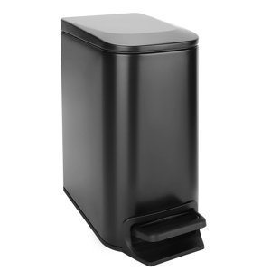 Small Bathroom Trash Can with Lid Soft Close,6 Liter / 1.6 Gallon Stainless Steel(Matt Black)