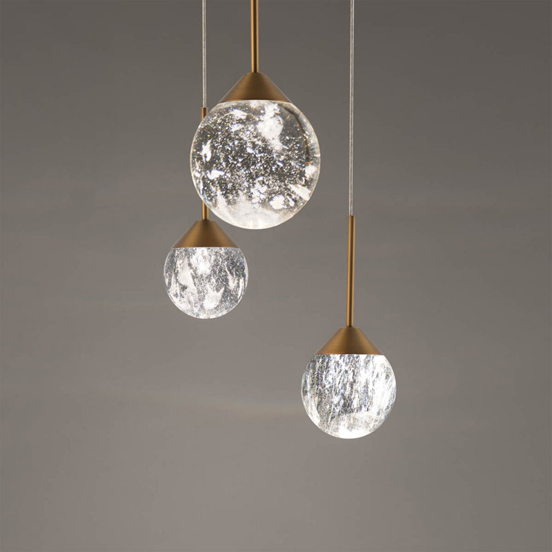 Quest 3 - Light LED Pendant, Aged Brass