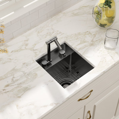 Évier de cuisine encastrable 13 po x 15 po 13 po x 16 po en acier inoxydable avec robinet pliable