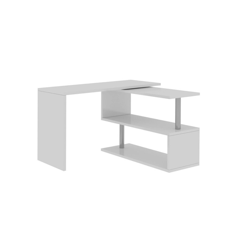 Casmer L-Shaped Writing Desk, Glossy White
