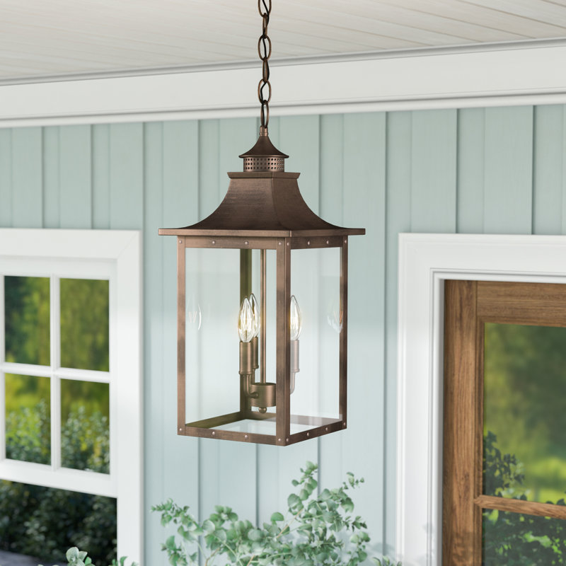 Dillion 3 - Light Outdoor Hanging Lantern, Copper Patina