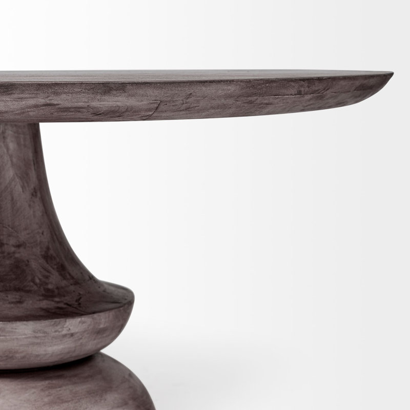 Ab Round Solid Wood Dining Table, Charcoal