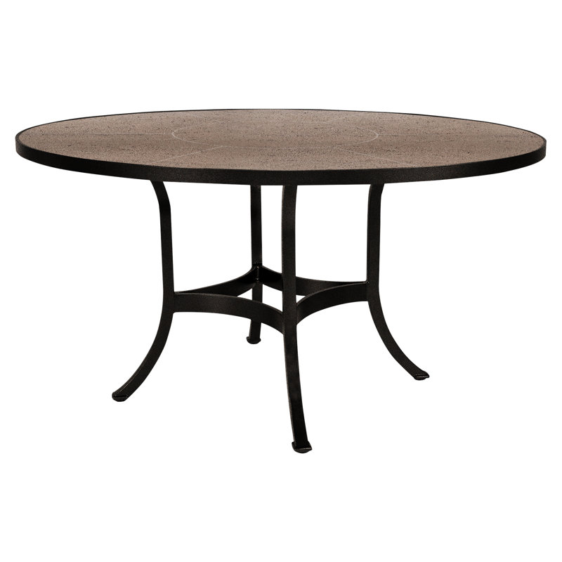 Outdoor Round Dining Table, 42" W x 42" L x 29.5" H, Carbon Black, Canyon Taupe