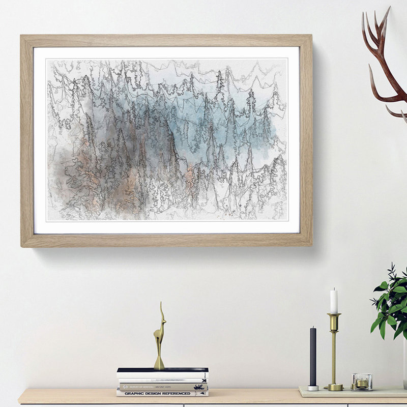Misty Forest in Banff Canada - Picture Frame Graphic Art Print, 36cm H x 48cm W x 2cm D, Oak Framed
