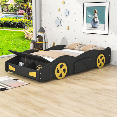 Abdullbasit Twin Size Race Car-Shaped Platform Bed with Wheels