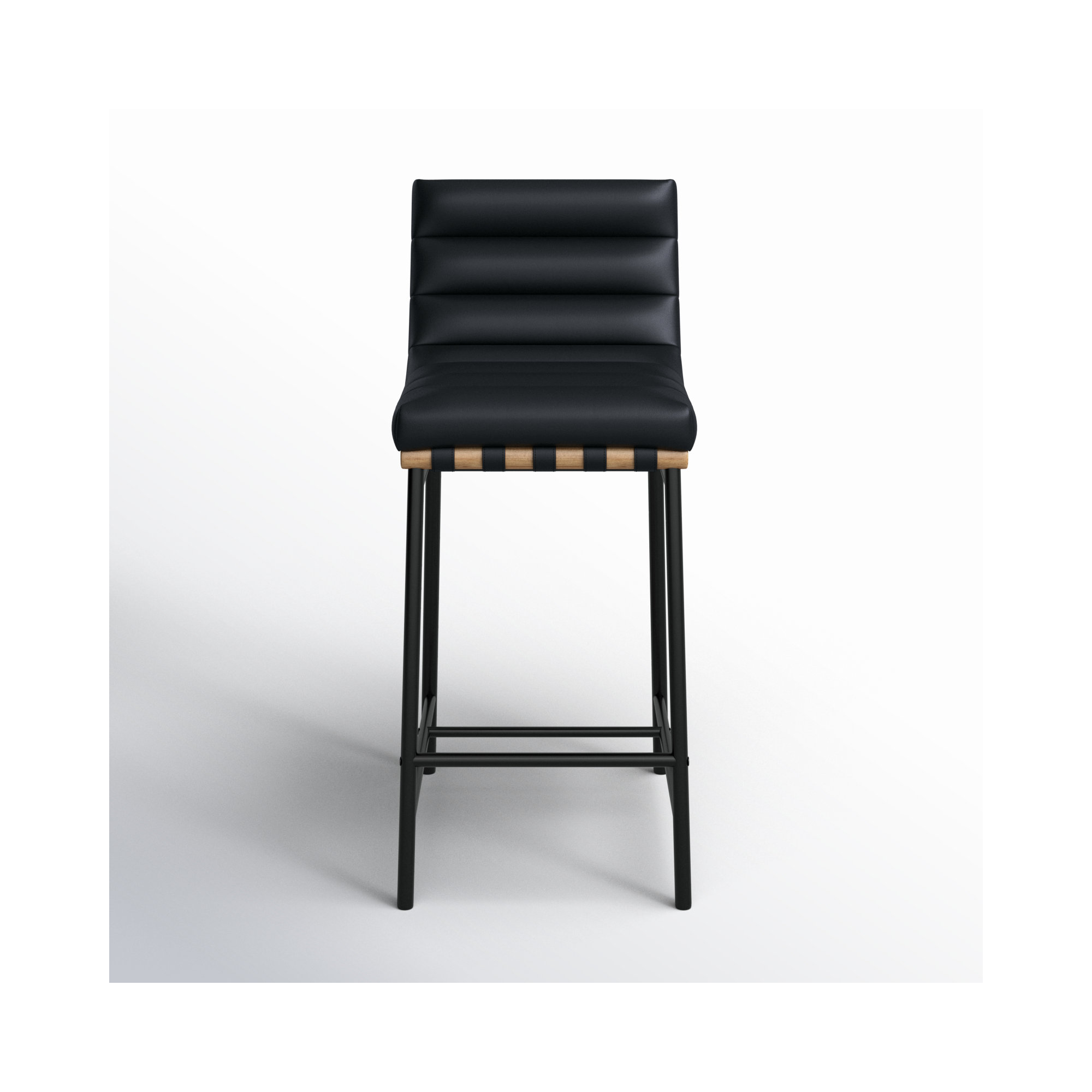 Vincentas Counter Stool, Counter Stool (26.4" Seat Height), Black Faux Leather