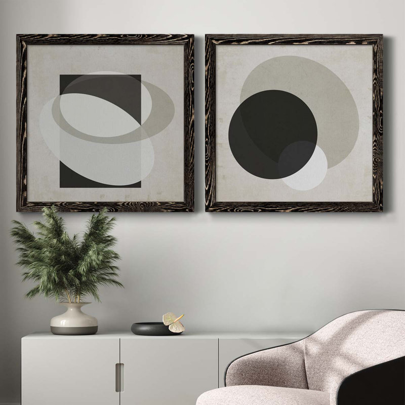 Moderniste Neutre III, ensemble de 2 reproductions d'art sur toile encadrées, H 31,5 po x l 63 po x P 1,5 po