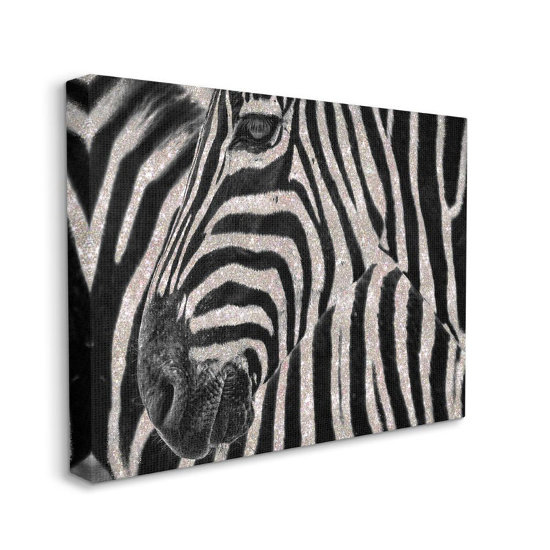 «Glitter Zebra Glam Fashion Animal Design» par Ziwei Li - impression d'art graphique, H 16 po x l 20 po, Toile tendue