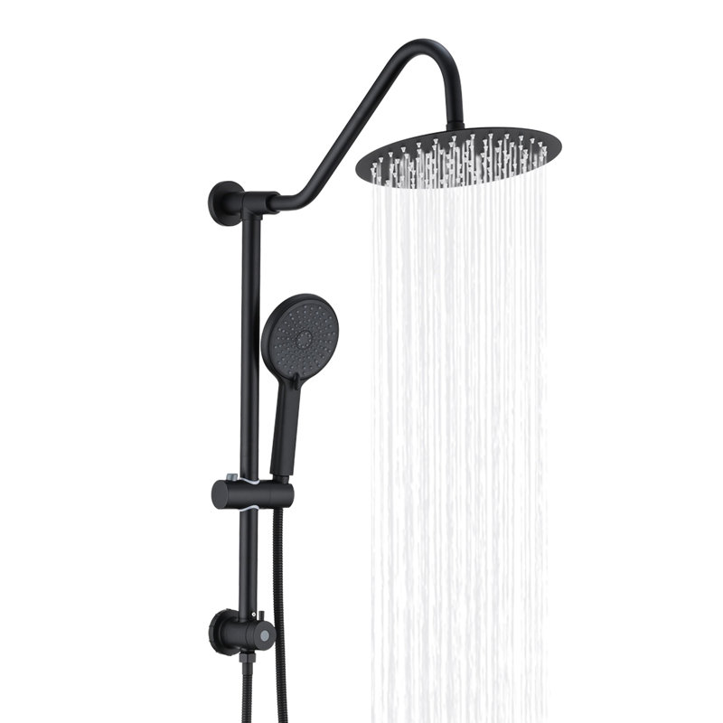 10" Rain Shower Head & Handheld - Matte Black Metal Muscular Dual And 3