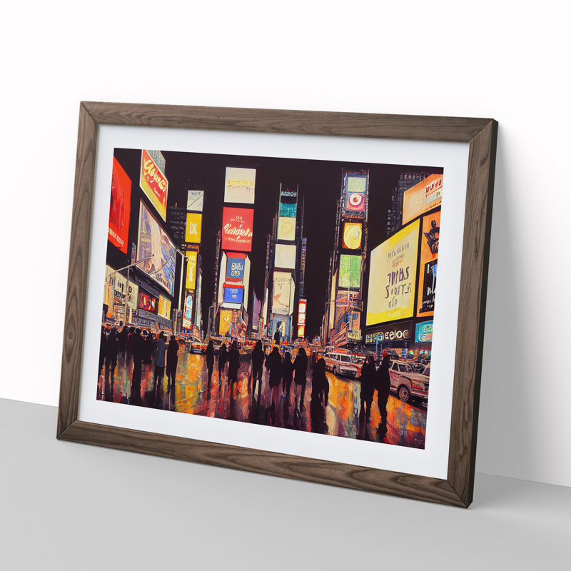 New York City Times Square Vol.1 - Single Picture Frame Print, 25cm H x 34cm W, Brown