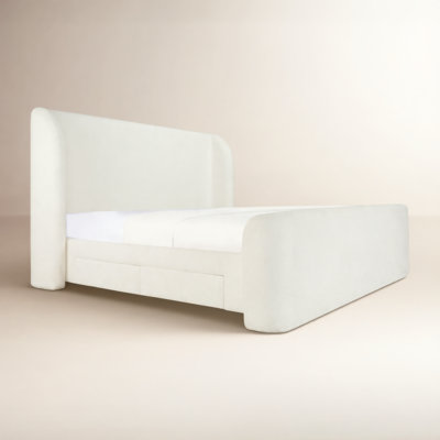 Upholstered Storage Wingback Bed