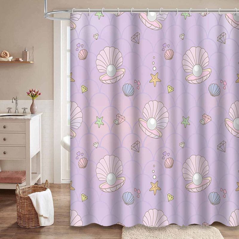 Rideau de douche imperméable en forme d'étoile de mer avec 12 crochets, L 72 po x l 84 po