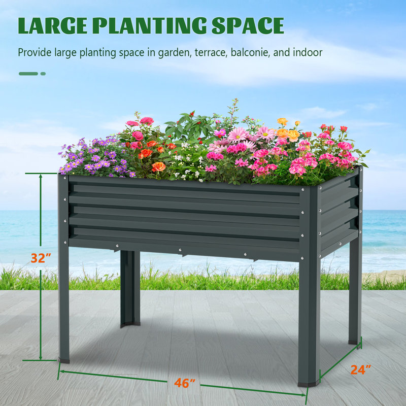 Lit de jardin surélevé avec pattes 46 po x 24 po x 32 po Souhail, Vert, 1