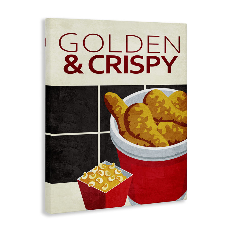 Toile dorée et croustillante pour aliments frits, design par Kim Allen, 40" H x 30" W