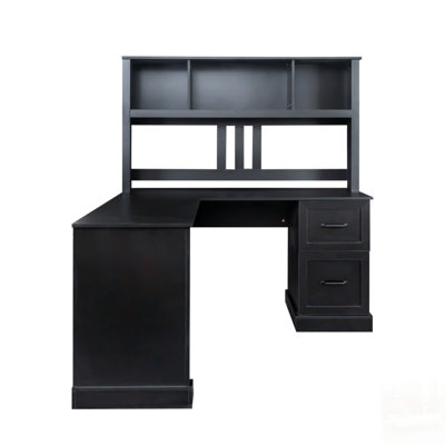 Bureau d'ordinateur à domicile avec huche, parfait pour les espaces de travail organisés et élégants