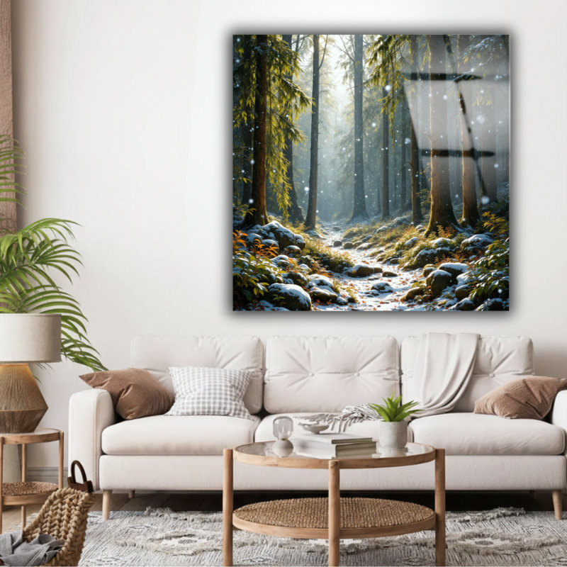 Art mural paysage de forêt boisée - pin, 10" H x 10" W
