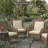 4-Piece Set Beige Waterproof Fade-Resistant Patio Cushions With Ties Hidden Zipper Usable As Replacement Pads-1292981963-1292981960