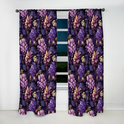 Mystic Purple Damask Whispers II - Damask Curtain - Velvet Room Darkening - 1 Panel