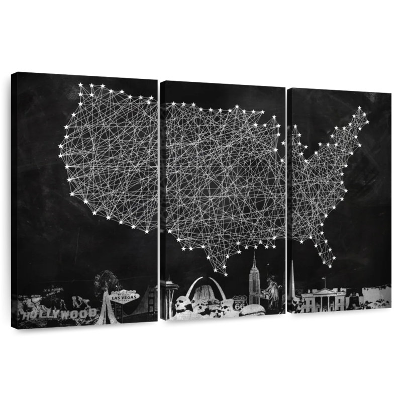 Carte d'Alazia BW Strings, États-Unis, H 32 po x l 50 po