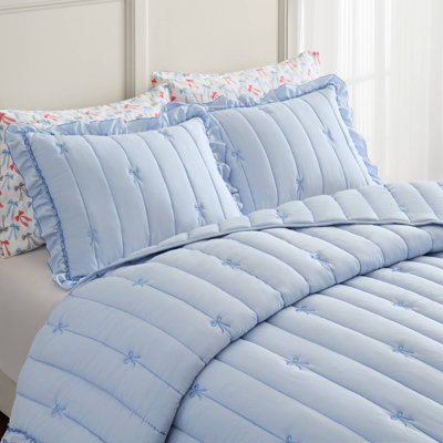 Ensemble de literie 3 pièces pour lit double, style frais avec décor nœud