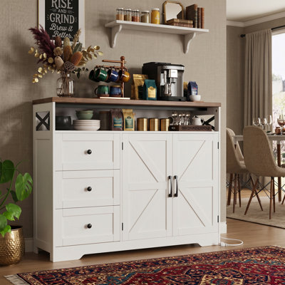 37" High 47" Wide Farmhouse Sideboard Buffet Cabinet with Drawers