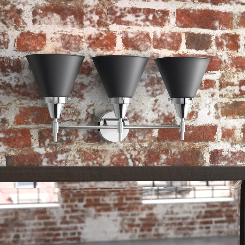 Éclairage pour meuble-lavabo à 3 lumières à intensité variable Gayle, Ampoule incandescente rétro de 60 watts, Noir mat