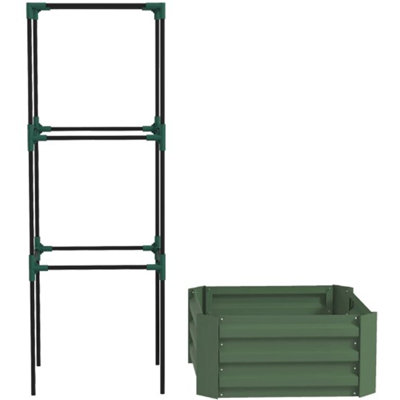 Garden Bed,Galvanized Planter Box,Raised Garden Bed With Cage For Climbing Vines