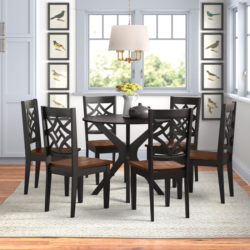 Ensemble repas pour 4 personnes Runyan, Brun foncé, Brun foncé / Noyer
